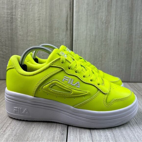 NEW Fila WX-100 Neon Yellow Sneaker Lace Up Athletic Shoe Womens Size 5 - Picture 3 of 10